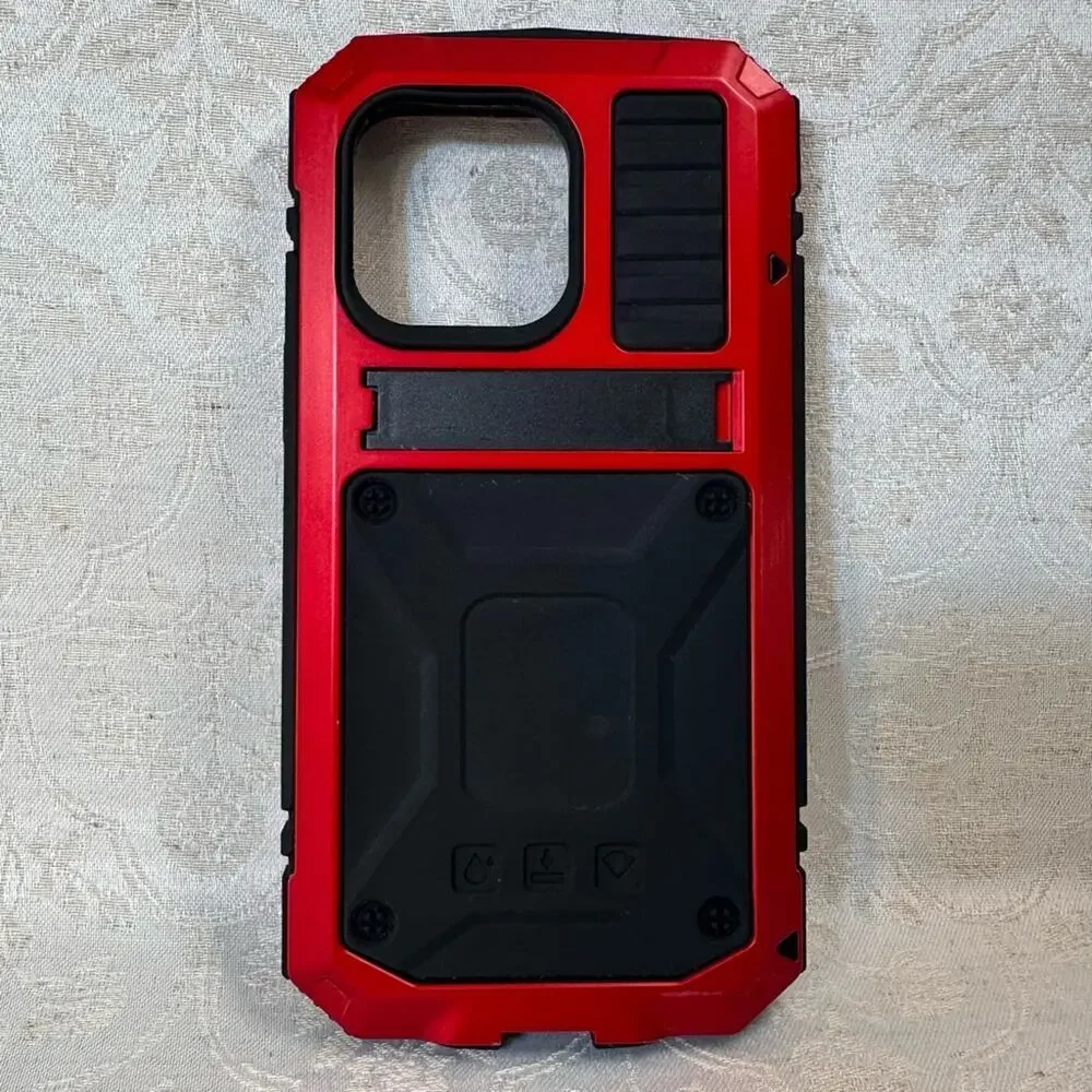 iPhone 14 Pro Max Red and Black Funnywin Aluminum Military Grade Phone Case NWOT